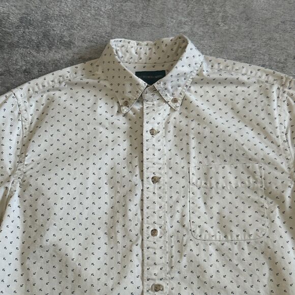 J Crew Always Shirt Mens Large 100% Cotton Anchor Print Cream - Picture 3 of 10